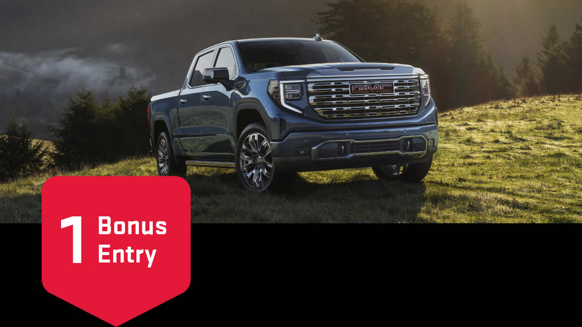 Enter for a chance to win up to $75,000 Towards a new GMC.*